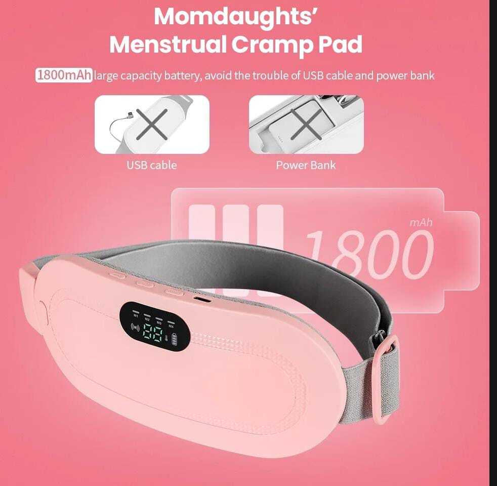Period Cramp Relief Belt | Electric Heating Pad with 3 Heat Levels & 4 Vibration Modes