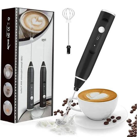 2 in 1 Electric Coffee Beater & Milk Frother | USB Rechargeable Handheld Mixer Dual Speed