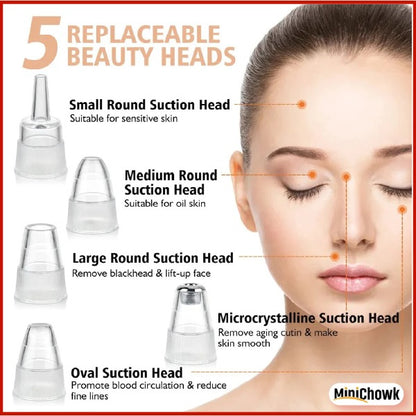 5 in 1 Derma Suction Blackhead Remover | Electric Pore Vacuum & Acne Cleaner for Face