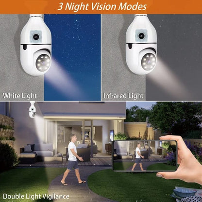 HD CCTV WiFi Mini Camera with FREE CAMERA HOLDER | IP Outdoor Wireless Security Camera | 360 Degree PTZ Smart Bulb Camera | Night Vision & Motion Detection for Home Surveillance