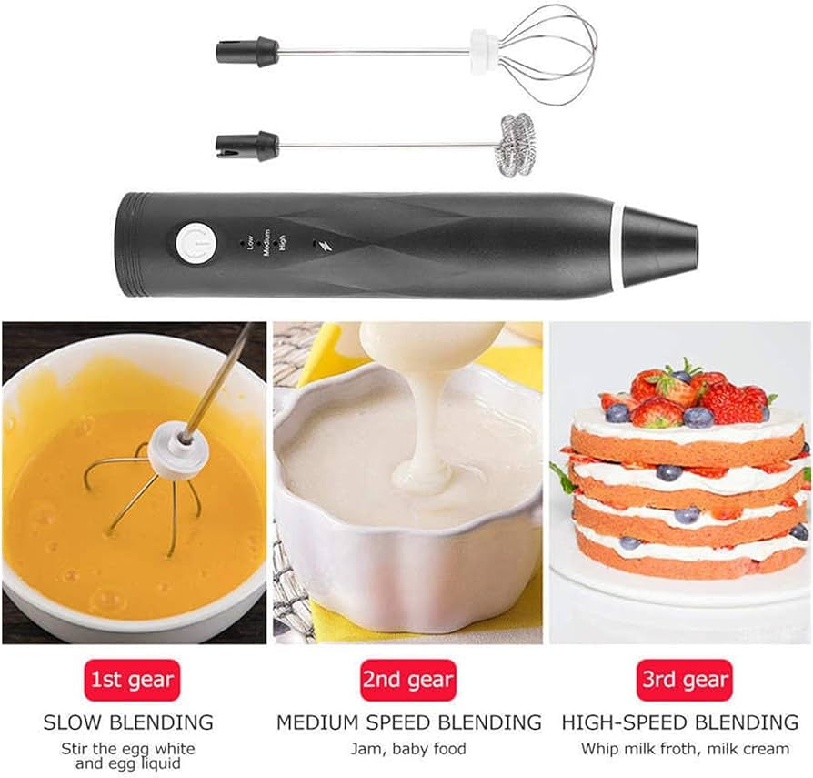 2 in 1 Electric Coffee Beater & Milk Frother | USB Rechargeable Handheld Mixer Dual Speed