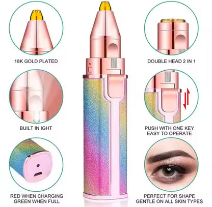 Rechargeable 2 in 1 Eyebrow Hair Trimmer for Women | Electric Facial Hair Remover