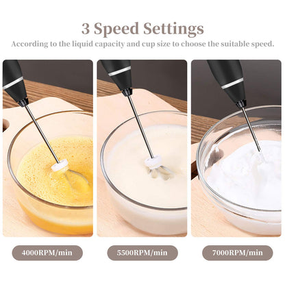 2 in 1 Electric Coffee Beater & Milk Frother | USB Rechargeable Handheld Mixer Dual Speed