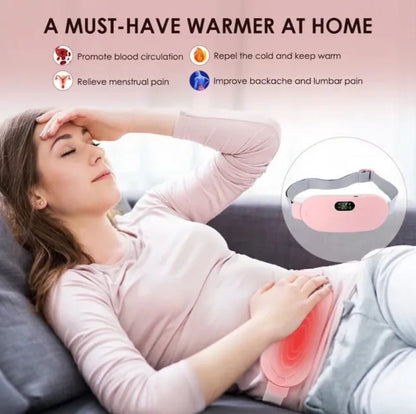 Period Cramp Relief Belt | Electric Heating Pad with 3 Heat Levels & 4 Vibration Modes