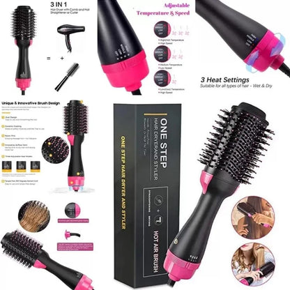 One Step Hair Dryer & Volumizer | 3 in 1 Hot Air Brush for Straightening, Curling & Drying