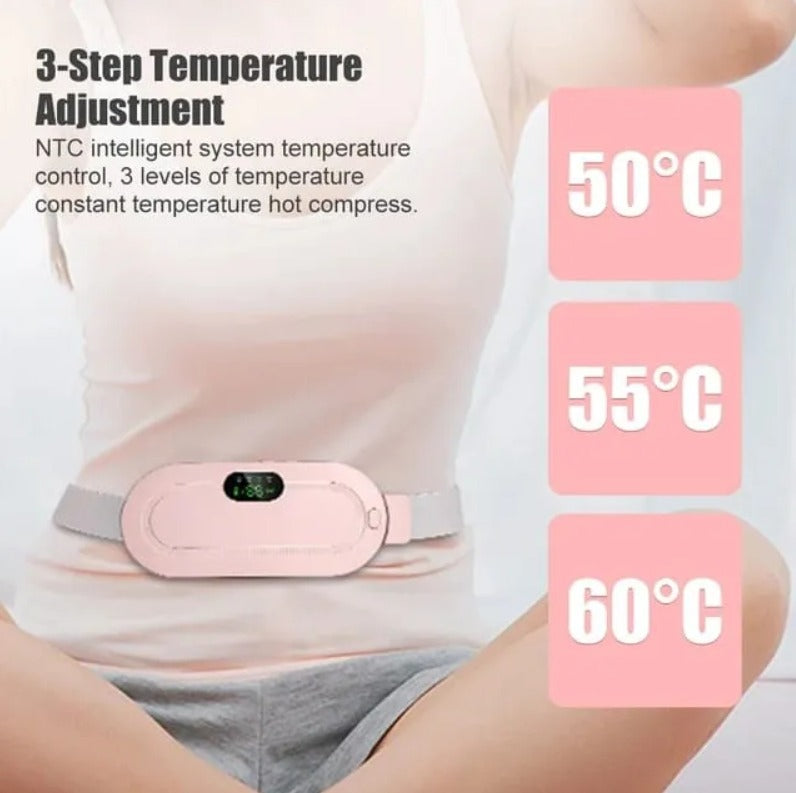 Period Cramp Relief Belt | Electric Heating Pad with 3 Heat Levels & 4 Vibration Modes
