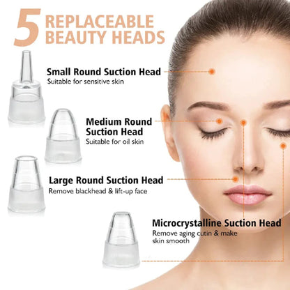 5 in 1 Derma Suction Blackhead Remover | Electric Pore Vacuum & Acne Cleaner for Face