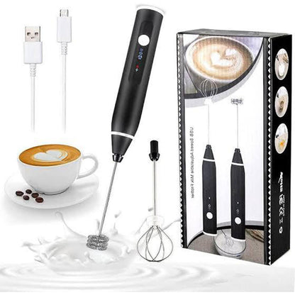 2 in 1 Electric Coffee Beater & Milk Frother | USB Rechargeable Handheld Mixer Dual Speed