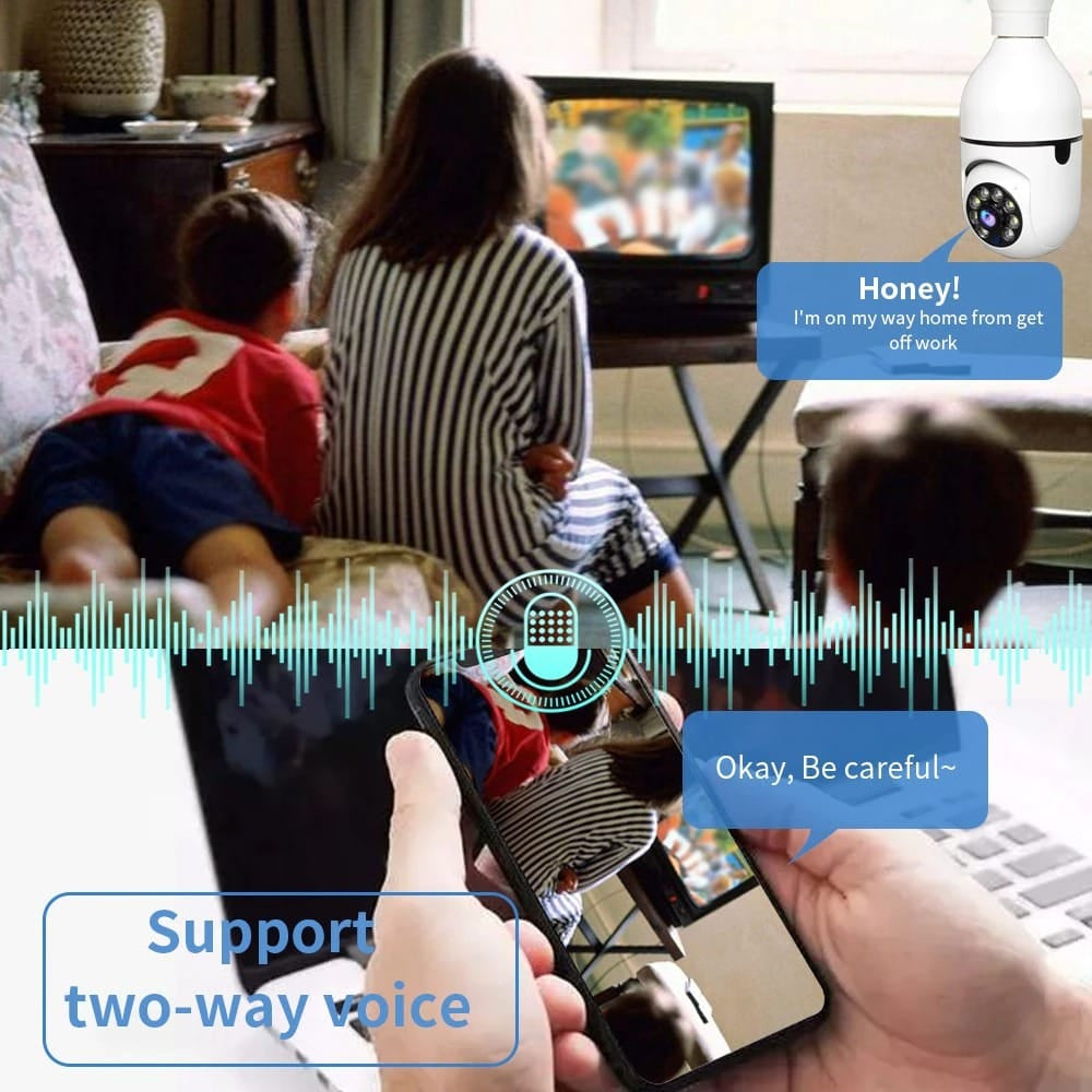 HD CCTV WiFi Mini Camera with FREE CAMERA HOLDER | IP Outdoor Wireless Security Camera | 360 Degree PTZ Smart Bulb Camera | Night Vision & Motion Detection for Home Surveillance