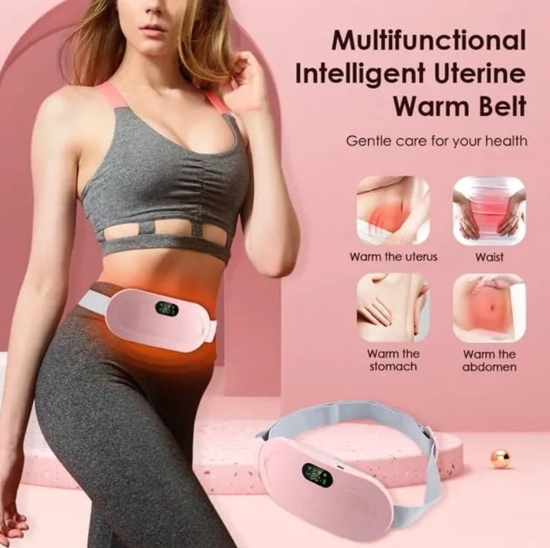 Period Cramp Relief Belt | Electric Heating Pad with 3 Heat Levels & 4 Vibration Modes