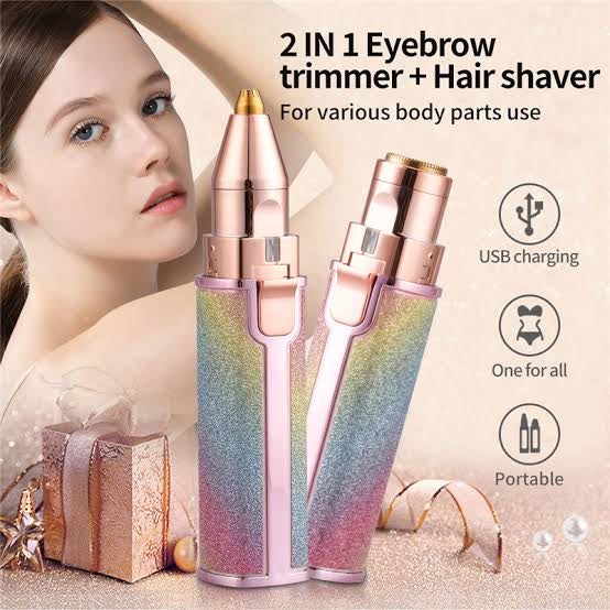 Rechargeable 2 in 1 Eyebrow Hair Trimmer for Women | Electric Facial Hair Remover