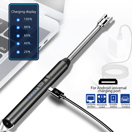 Electronic Arc Lighter with Flexible Neck, Safety Lock, Windproof