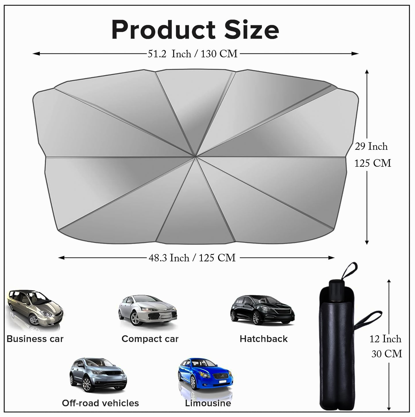 Car Sun Shade Umbrella | Portable UV Protection Windshield Shade for Car Interior
