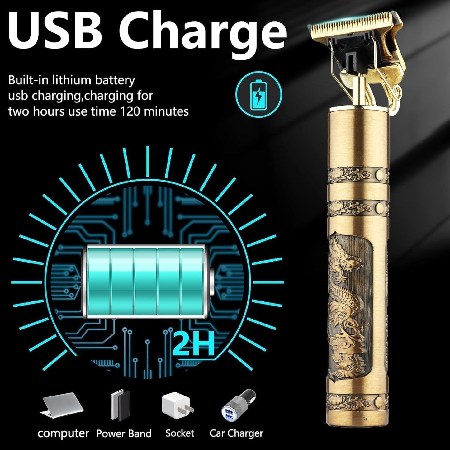 Vintage T9 Trimmer for Men | Electric Hair & Beard Trimmer Machine USB Rechargeable