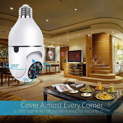 HD CCTV WiFi Mini Camera with FREE CAMERA HOLDER | IP Outdoor Wireless Security Camera | 360 Degree PTZ Smart Bulb Camera | Night Vision & Motion Detection for Home Surveillance