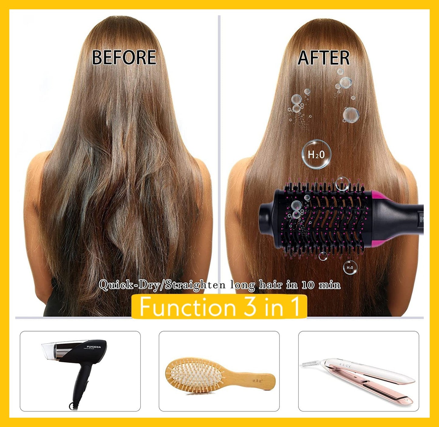 One Step Hair Dryer & Volumizer | 3 in 1 Hot Air Brush for Straightening, Curling & Drying