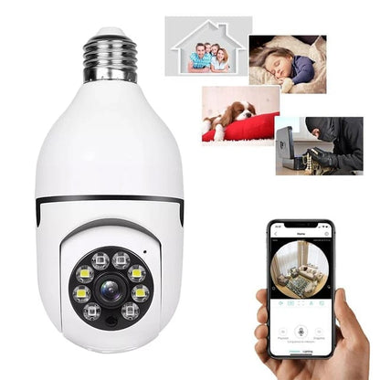 HD CCTV WiFi Mini Camera with FREE CAMERA HOLDER | IP Outdoor Wireless Security Camera | 360 Degree PTZ Smart Bulb Camera | Night Vision & Motion Detection for Home Surveillance