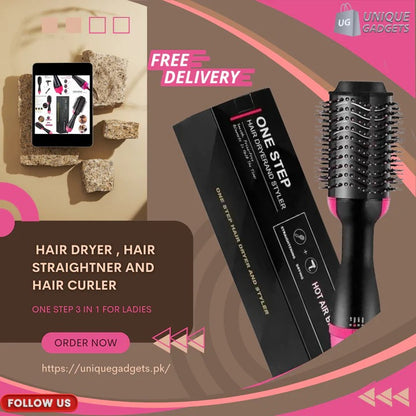 One Step Hair Dryer & Volumizer | 3 in 1 Hot Air Brush for Straightening, Curling & Drying