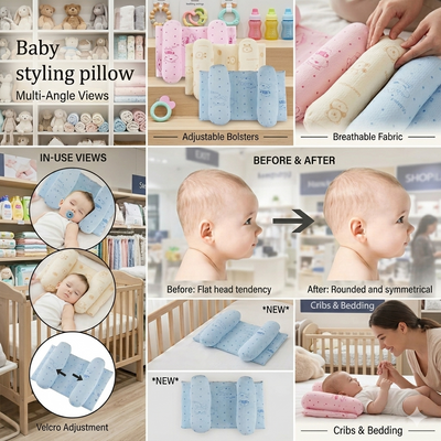 Baby Head Shaping Pillow | Newborn Flat Head Prevention Pillow for Crib, Car Seat & Stroller