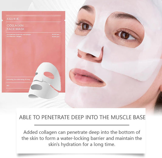 1 Pc Bio-Collagen Real Deep Mask, Hydrating Over Night, Facial Sheet Mask, Pore Minimising, Firming, Collagen Mask, Hydrating Overnight Skin Care Mask - 36gram