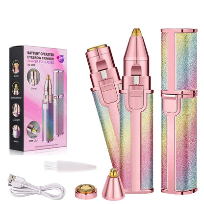 Rechargeable 2 in 1 Eyebrow Hair Trimmer for Women | Electric Facial Hair Remover