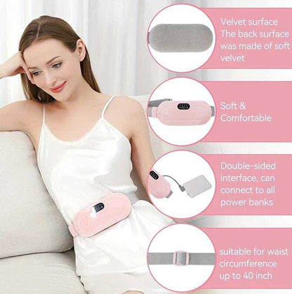 Period Cramp Relief Belt | Electric Heating Pad with 3 Heat Levels & 4 Vibration Modes