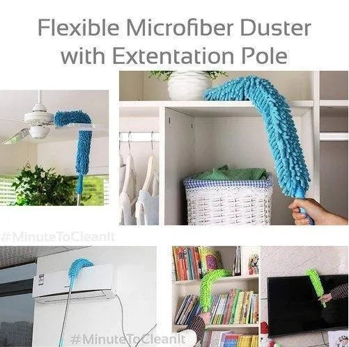 Microfiber Fan Duster with Telescopic Rod | Flexible Duster for Ceiling Fans & Hard-to-Reach Areas
