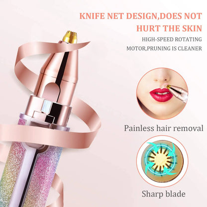 Rechargeable 2 in 1 Eyebrow Hair Trimmer for Women | Electric Facial Hair Remover