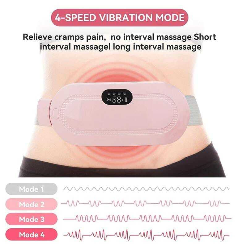 Period Cramp Relief Belt | Electric Heating Pad with 3 Heat Levels & 4 Vibration Modes