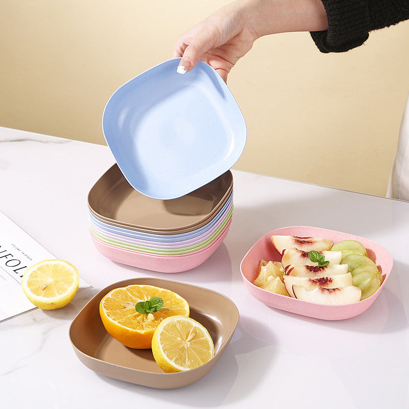 10 Plastic Plates Set with Free Plates Holder Small Size | Premium Pastel Plates with Stand for Snacks & Desserts