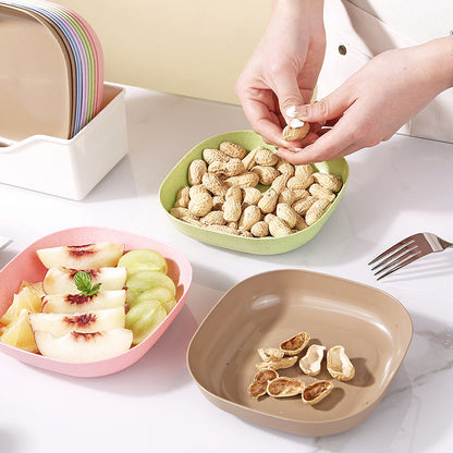 10 Plastic Plates Set with Free Plates Holder Small Size | Premium Pastel Plates with Stand for Snacks & Desserts
