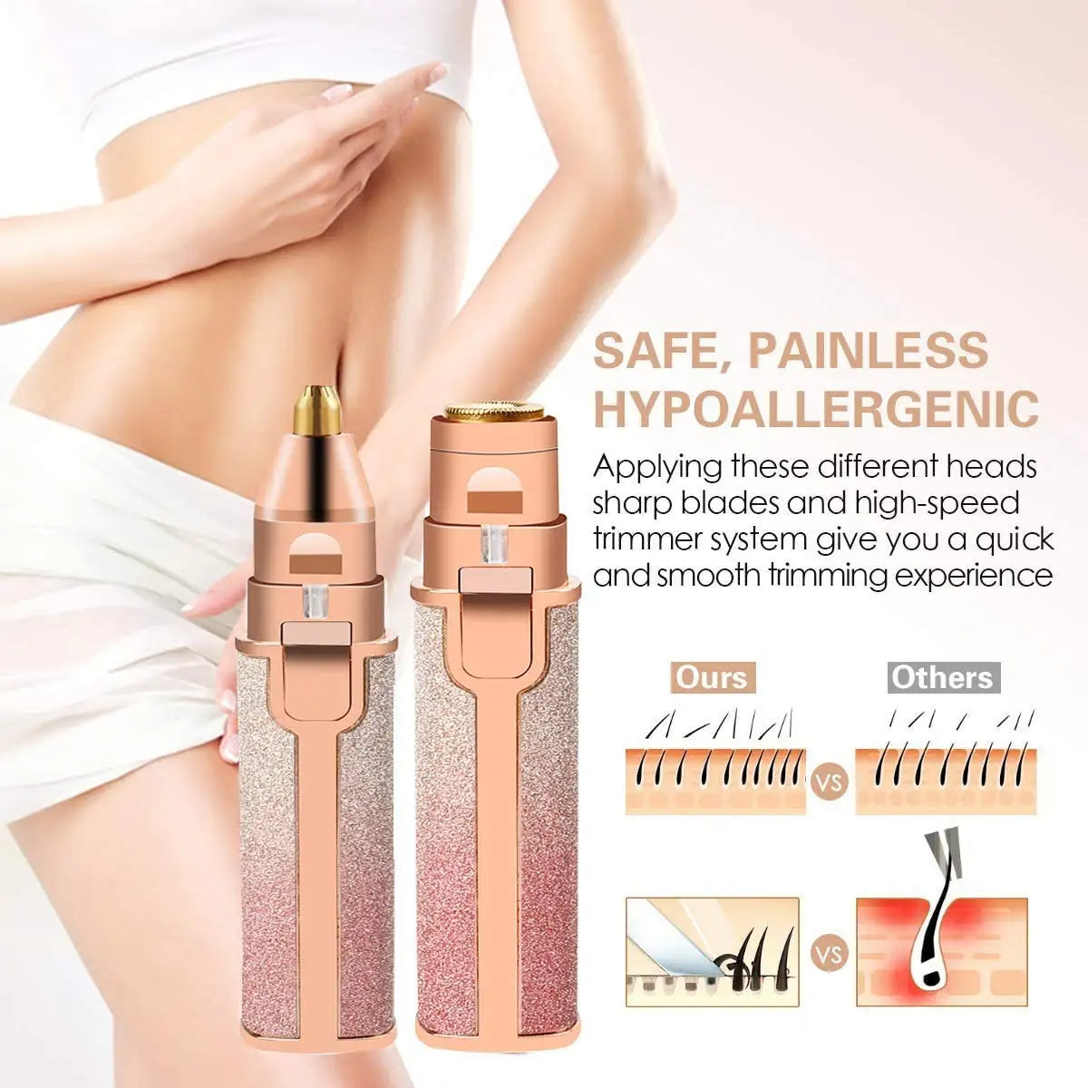 Rechargeable 2 in 1 Eyebrow Hair Trimmer for Women | Electric Facial Hair Remover