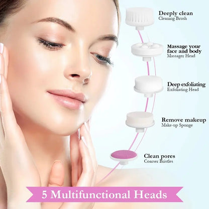 5 in 1 Facial Massager Machine | Electric Face Cleanser & Blackhead Remover for Women & Men