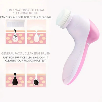 5 in 1 Facial Massager Machine | Electric Face Cleanser & Blackhead Remover for Women & Men