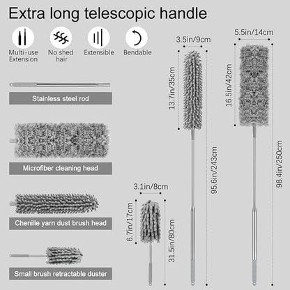 Extendable Ceiling Fan Cleaning Duster | Long Handle Microfiber Brush for High Surfaces