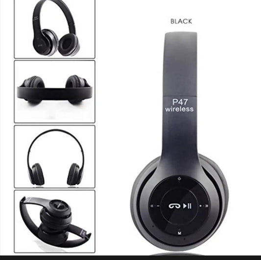 Long Listening Battery Fast Charging Wireless Bluetooth 5.1 Headphones – P47 Model | Random Color