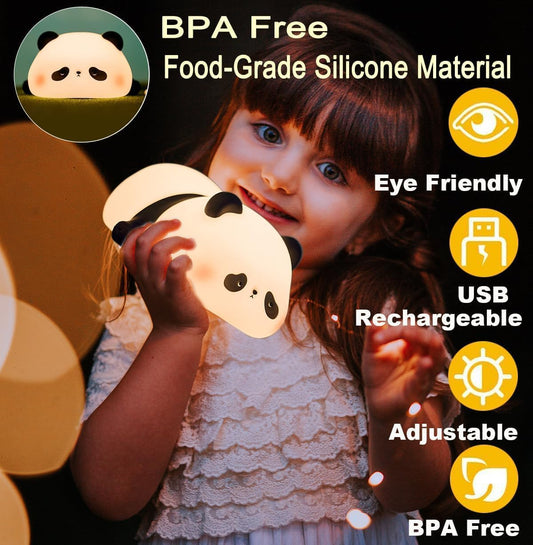 Rgb Panda Lamp Cute Rechargeable Sleeping Panda Night Light Silicone Nursery Lamp With Seven Color Changing