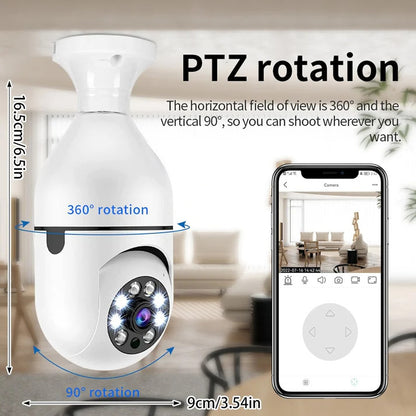 HD CCTV WiFi Mini Camera with FREE CAMERA HOLDER | IP Outdoor Wireless Security Camera | 360 Degree PTZ Smart Bulb Camera | Night Vision & Motion Detection for Home Surveillance